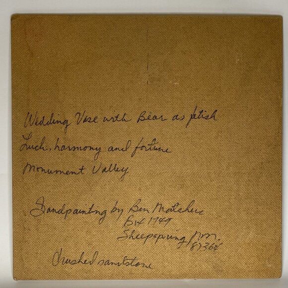 Vtg New Mexico 16” Navajo Sand Painting Wedding Vase Luck Signed Ben Matchers - Picture 9 of 16